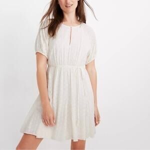 Madewell size 00 Eyelet Floral Tassel-Tie Mini Dress Short Sleeve Keyhole AL321